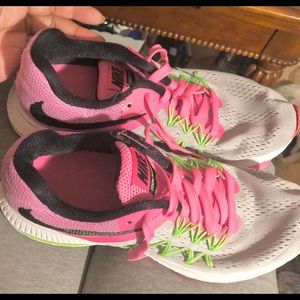 Pink and Green Nikes Size 9.5